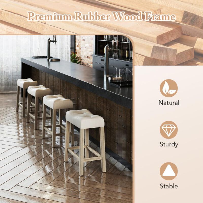 Hivvago Upholstered Counter Height Bar Stool with Curved Saddle-Seat