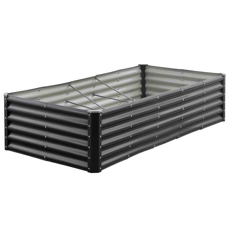 Large Metal Planter Box with Open Base for Garden Vegetables and Herbs-Dark Grey image number 3