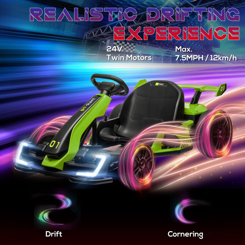 BreeBe 24V 7.5 MPH Electric Go Kart with Adjustable Seat, Slow Start image number 3