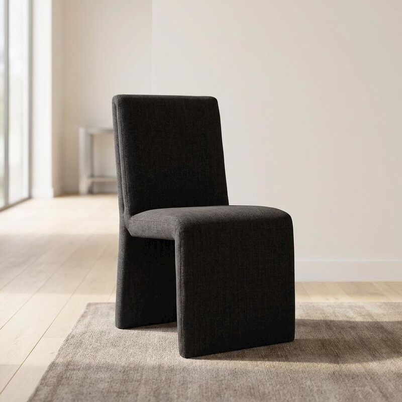 Wooden Upholstered Dining Side Chair with Cushioned Seat, Slate Blue image number 4