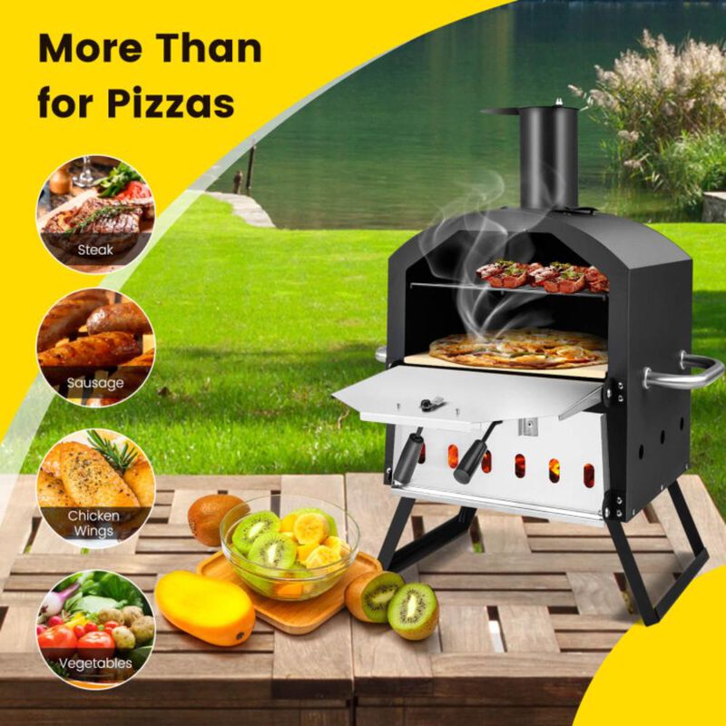Hivvago 2-Layer Pizza Oven with Removable Cooking Rack and Folding Legs