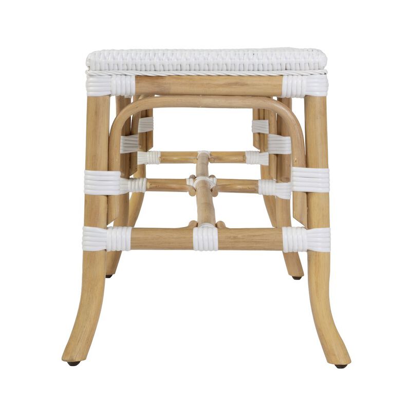 Butler Specialty Laguna 66.5 in. W Rectangular Rattan Backless Accent Bench, White and Navy image number 5