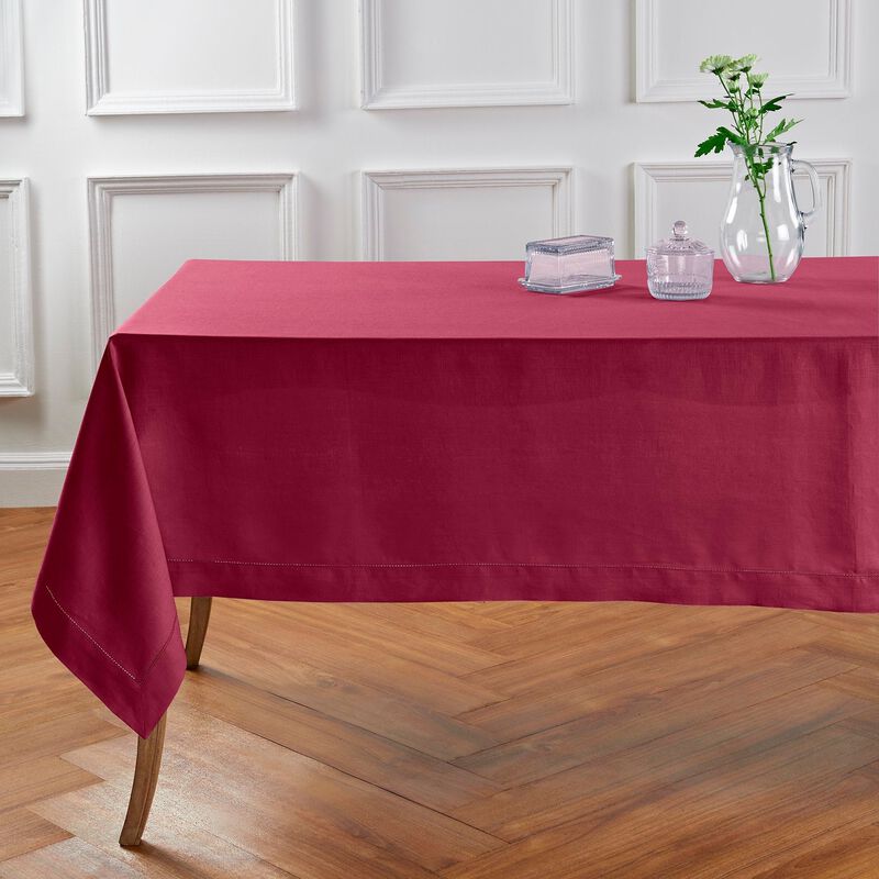 Solino Home Classic Hemstitch 100% Linen Tablecloth &ndash; Handcrafted, Machine Washable, Perfect for Holiday and Everyday Dining