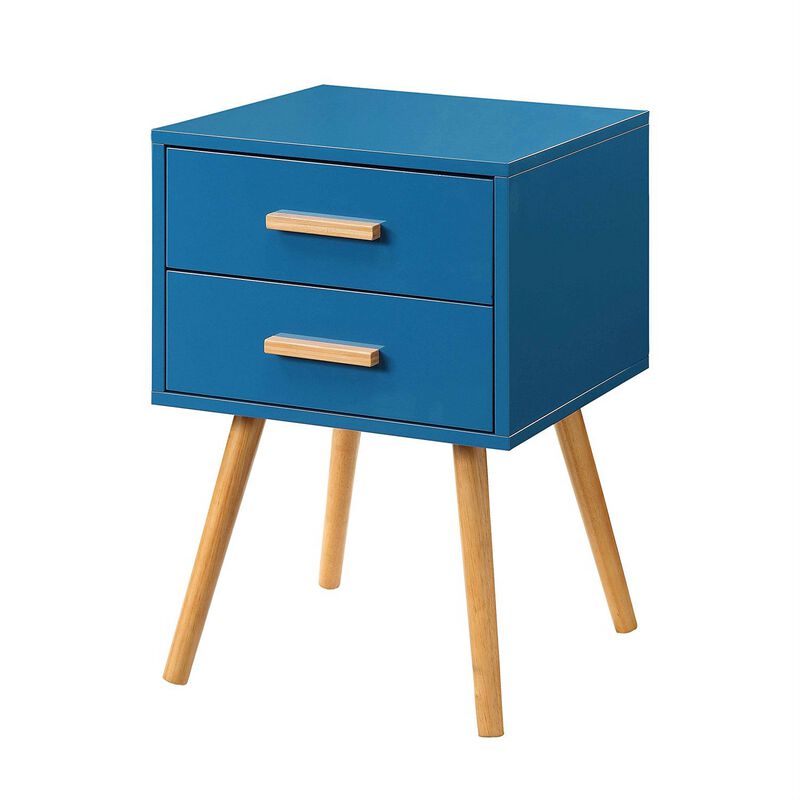 Hivvago Modern Classic Mid-Century Style End Table Nightstand in Blue Finish