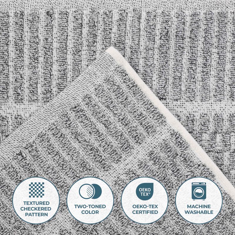 2-Piece Cotton Blend Bath Towel Set with Checkered Texture, Quick Dry image number 3