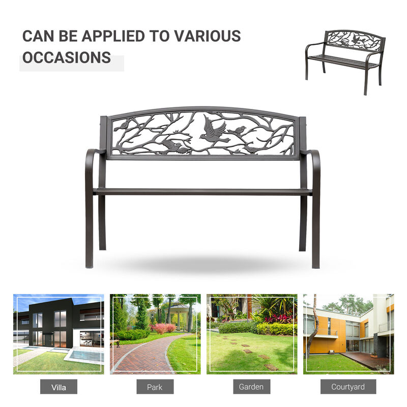 Hivvago 50" Cast Iron Garden Bench image number 5