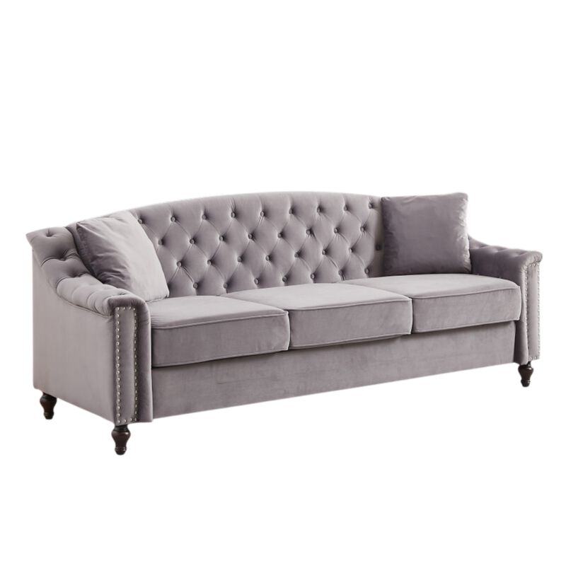 Snump 82" Velvet Chesterfield Sofa image number 8