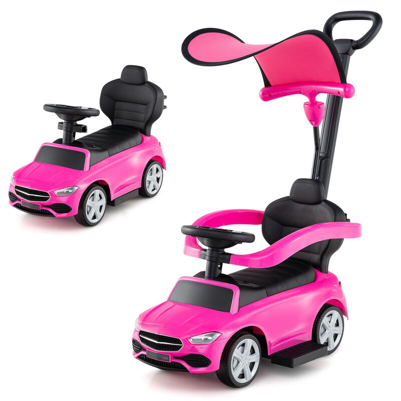 3 in 1 Toddler Ride On Push Car with Canopy Sliding Function and Stroller image number 3
