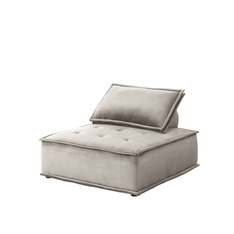 Anna Light Gray Velvet Armless Lounge Chair