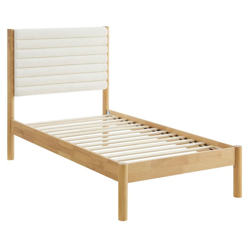 Olea Channel Tufted Boucle Solid Wood Twin Platform Bed image number 0