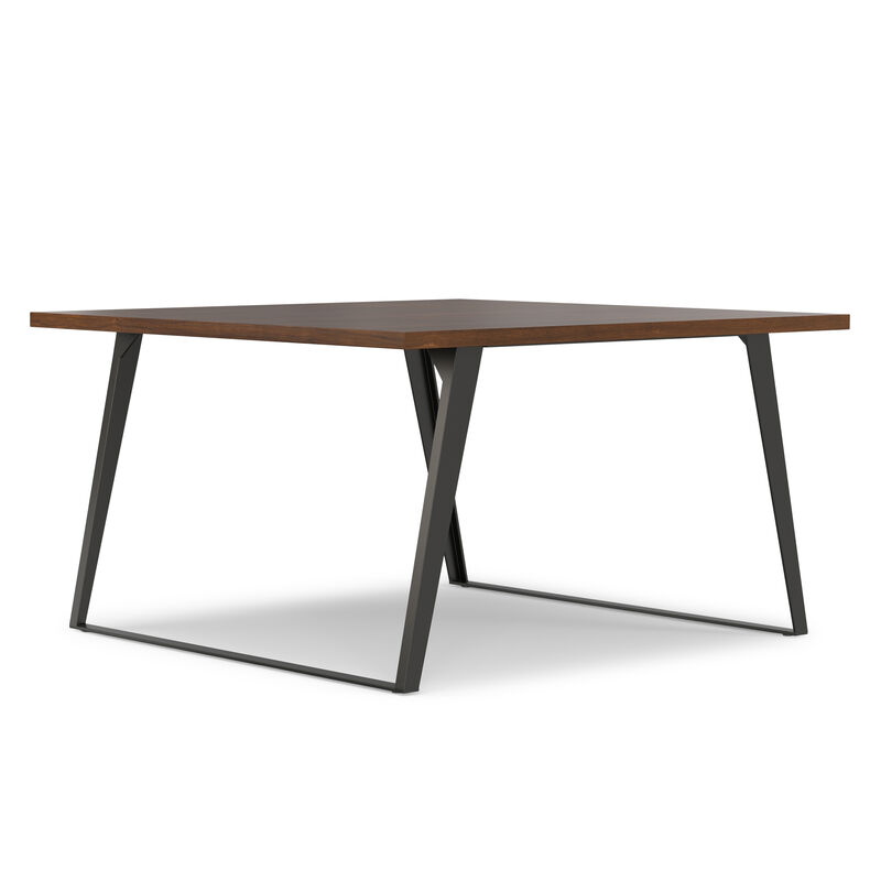 Lowry 54 inch x 54 inch Square Modern Industrial Square Dining Table in Walnut Veneer image number 0