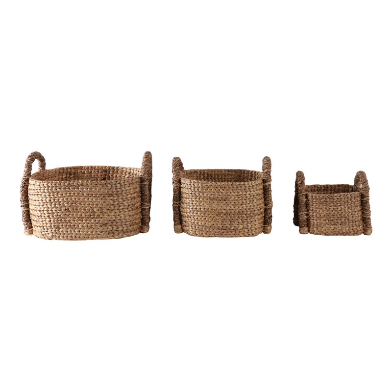 S/3 15/20/24" Oval Waterhyacinth Baskets, Natural image number 0