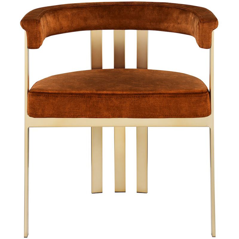 Meridian Furniture Marcello Cognac Velvet Dining Chair, Set of 2