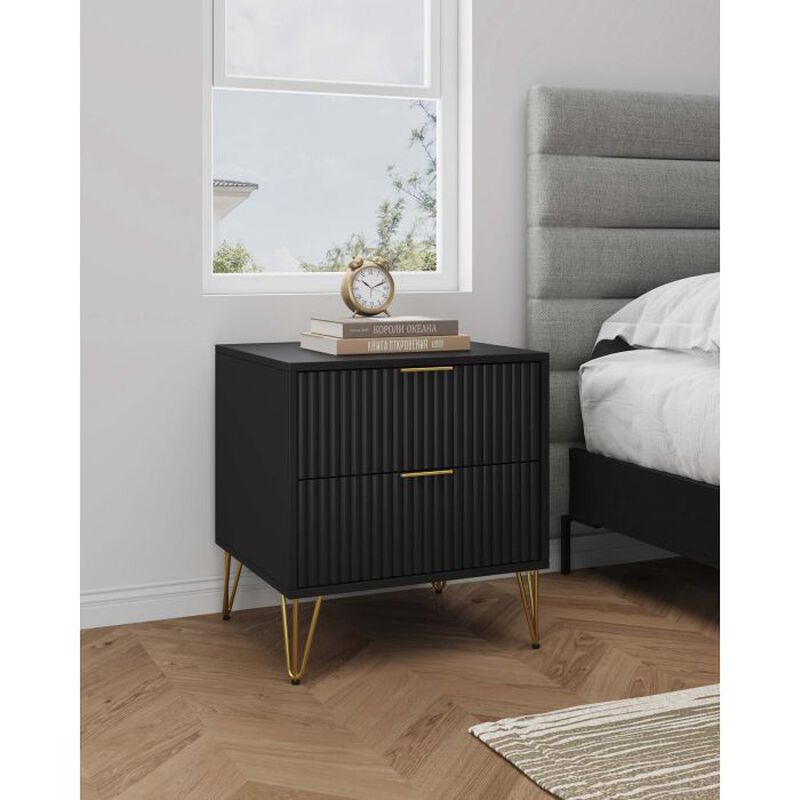 Dumbo 2-Drawer Nightstands in Black (Set of 2)