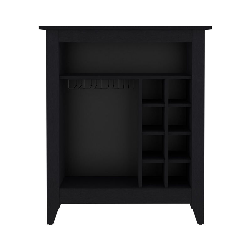 DEPOT E-SHOP Mojito Bar Cabinet, Six Built-in Wine Rack, One Open Drawer, One Open Shelf, Black