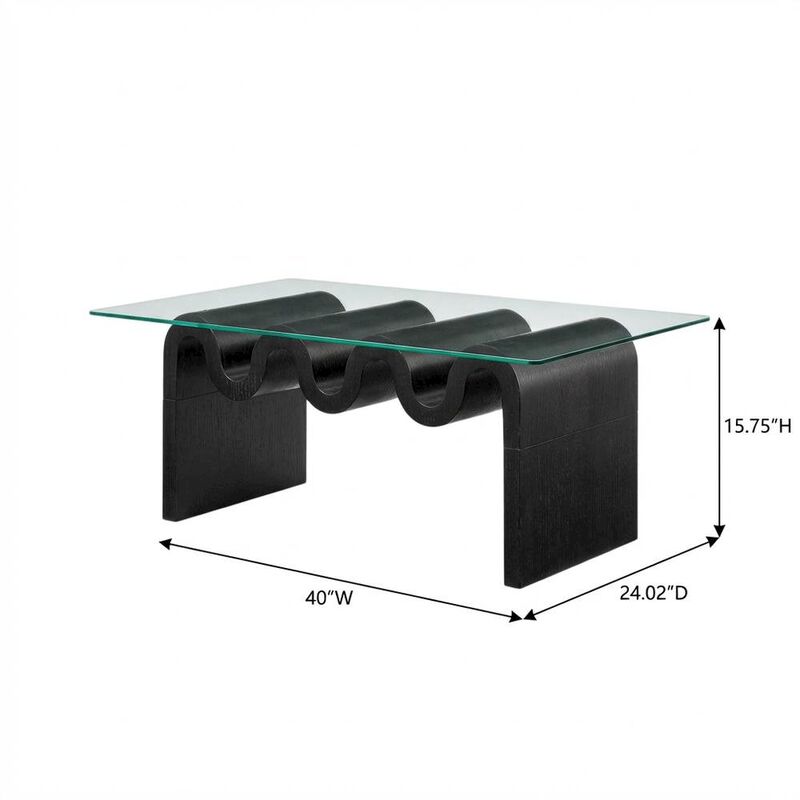 Rectangular Glass Top Coffee Table with Modern Design for Living Room image number 2
