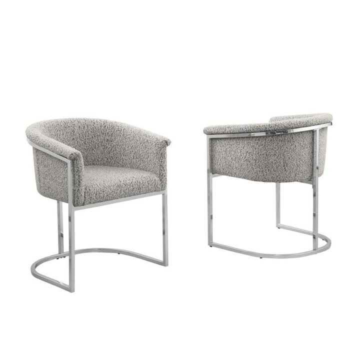 Best Quality teddy Boucle in rich gray side chair - Set of 2