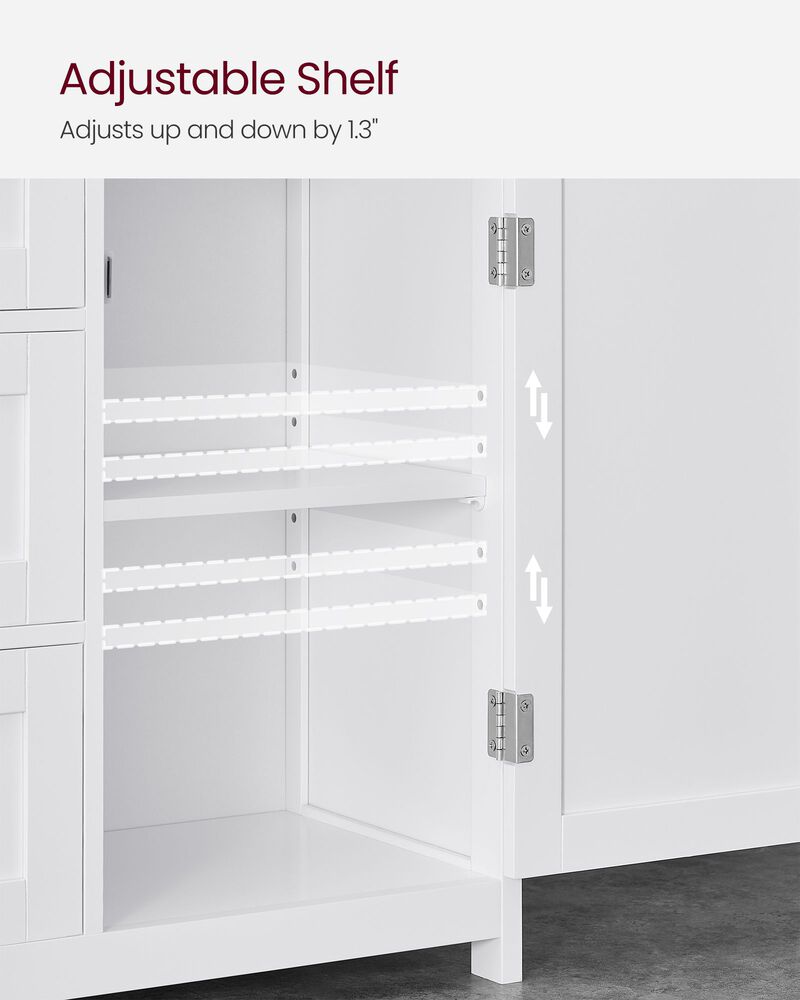 Compact Bathroom Floor Storage Cabinet with Multiple Shelves and Elegant Design