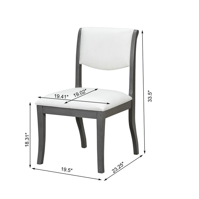 Merax Set of 2 Walnut-Stained Hardwood Dining Chairs - Upholstered Fabric Seats with 300 lbs Capacity image number 6