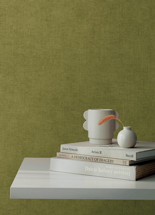 Nuovo Chartreuse Faux Linen Wallpaper (Set of 2)