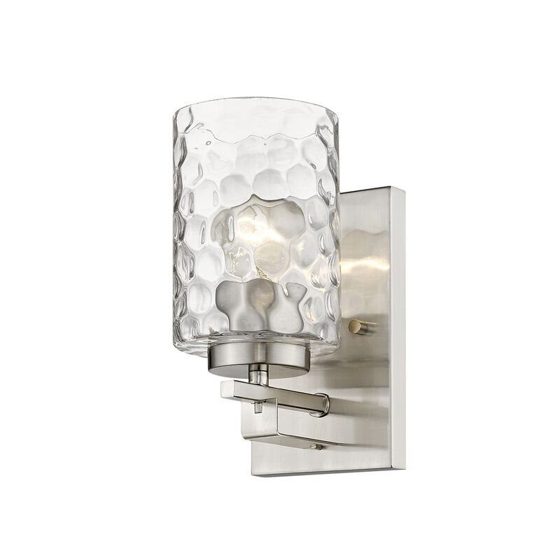 Hivvago Silver Metal and Pebbled Glass Wall Sconce
