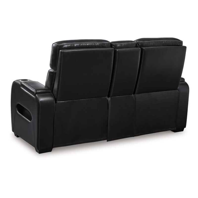 Boyin Power Recliner Loveseat, Black Faux Leather, USB Port, 75 Inch - Benzara