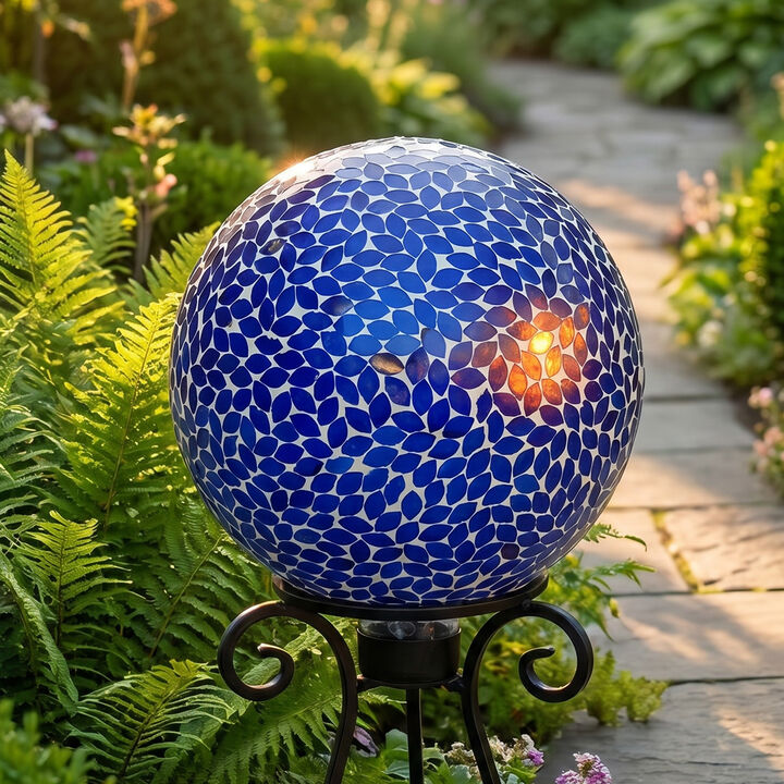 Sunnydaze 10" Mosaic Glass Gazing Ball for Garden, Globe for Outdoor Decor