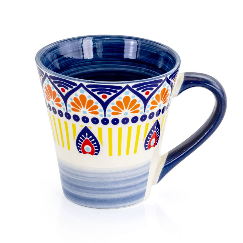 Elama Zen Blue Mozaik 16 Piece Luxurious Stoneware Dinnerware with Complete Setting for 4, 16pc