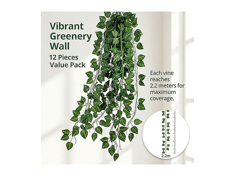Epipremnum Aureum Leaves Green Vines Artificial Plants Vine Hanging Fake Kitchen image number 3