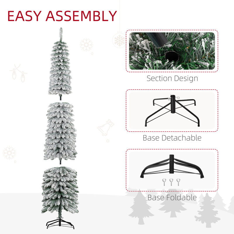 BreeBe 8FT Slim Artificial Christmas Tree with Realistic Branches image number 5