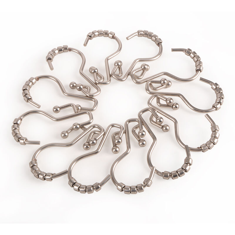 12-Piece Resistant Stepped Metal Double Shower Curtain Hooks image number 3
