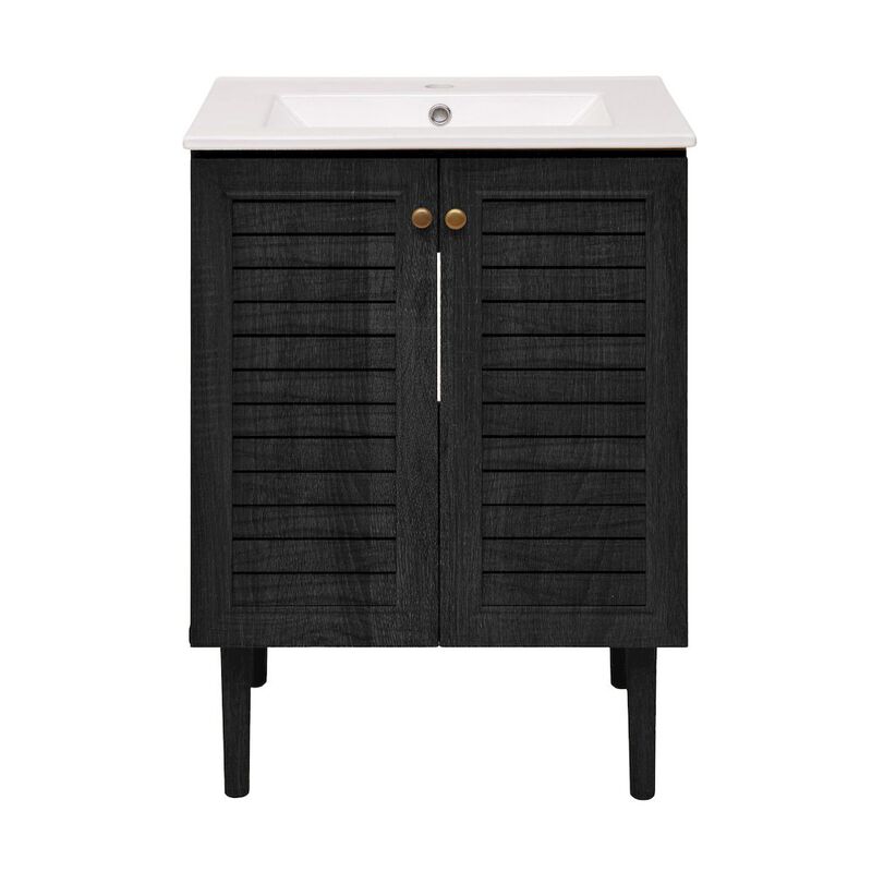 Bron 24" Freestanding Bathroom Vanity in Black Oak with Sink Top image number 0