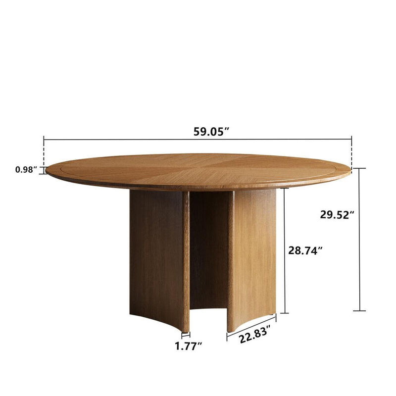Round Dining Table for Dining Room 59.02" Brown