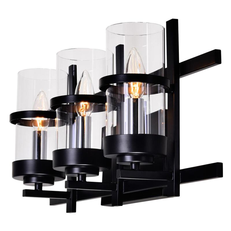 Sierra 3 Light Wall Sconce With Black Finish