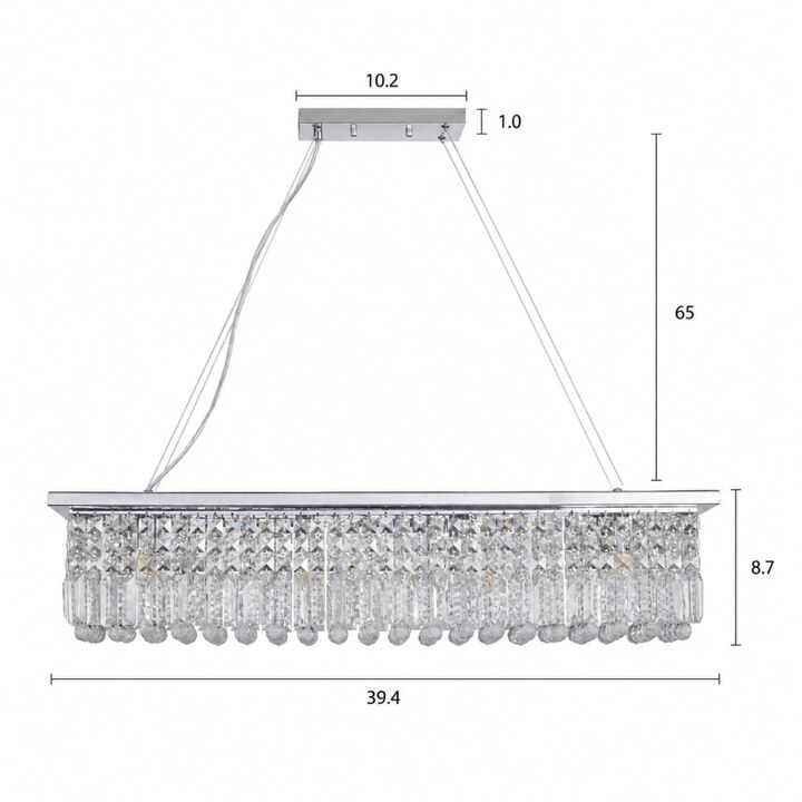 ELEMENT ACE Modern Rectangular Raindrop 8-Light Pendant Chandelier Fixture Perfect for Dining Room Kitchen Island Bar Living Room Entryway Home Lighting