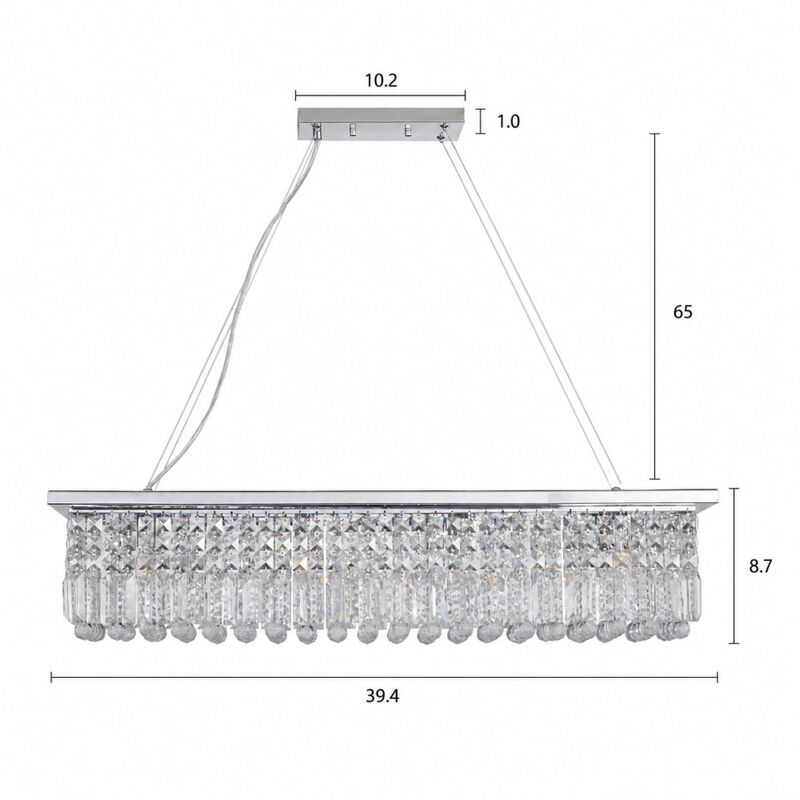 ELEMENT ACE Modern Rectangular Raindrop 8-Light Pendant Chandelier Fixture Perfect for Dining Room Kitchen Island Bar Living Room Entryway Home Lighting image number 1