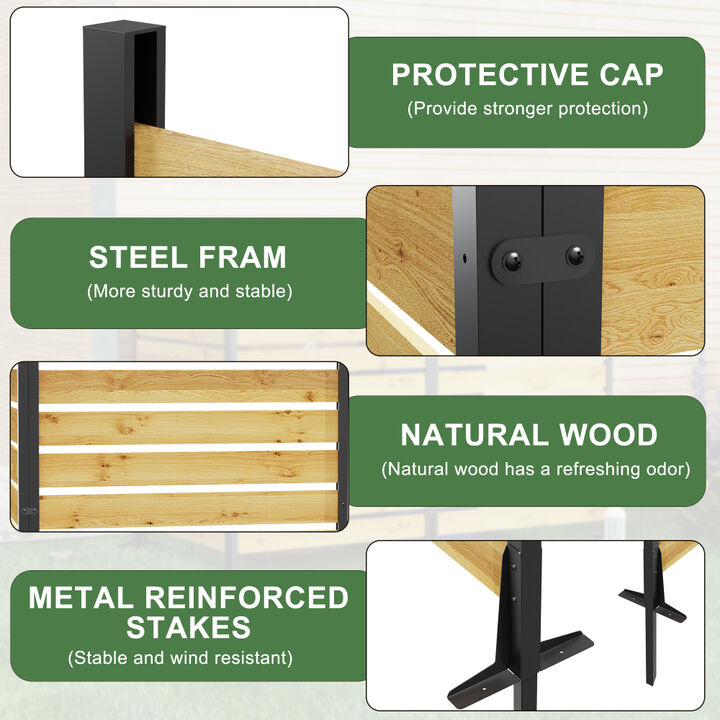 Cedar Wood Privacy Wall &ndash; Outdoor Screen Fence for Backyard Equipment & Trash