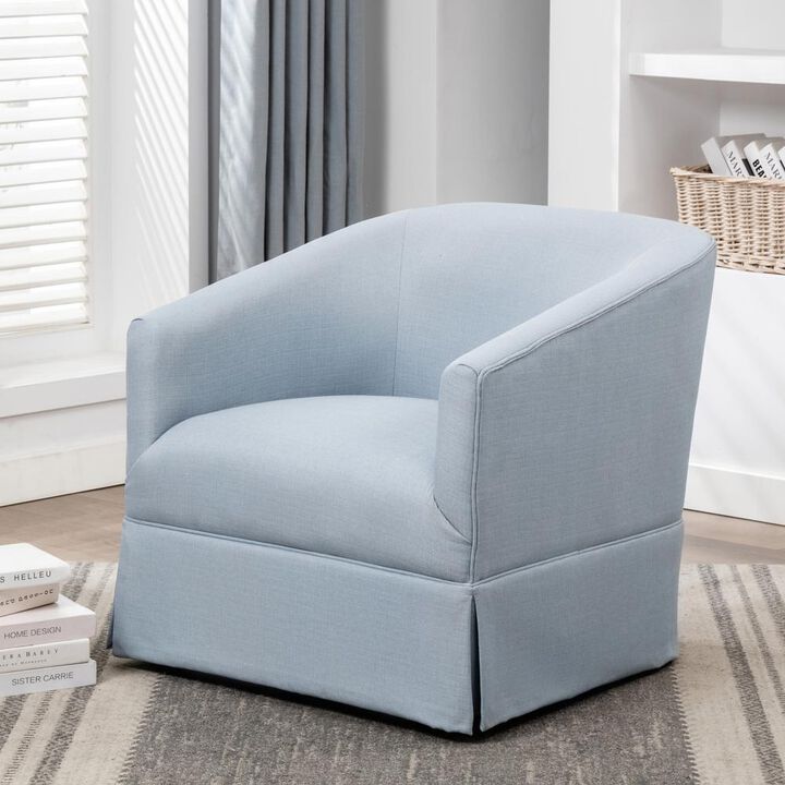 Comfort Pointe Elm Sky Blue Skirted Swivel Chair