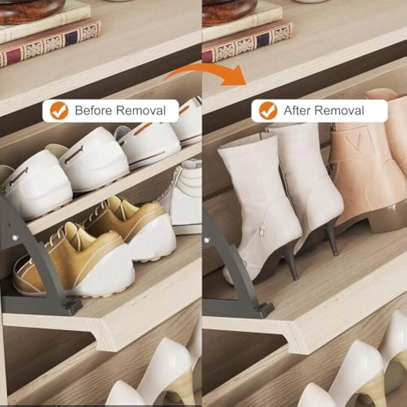 Slim Entryway Shoe Storage Cabinet Flip Drawer Adjustable Shelves image number 3