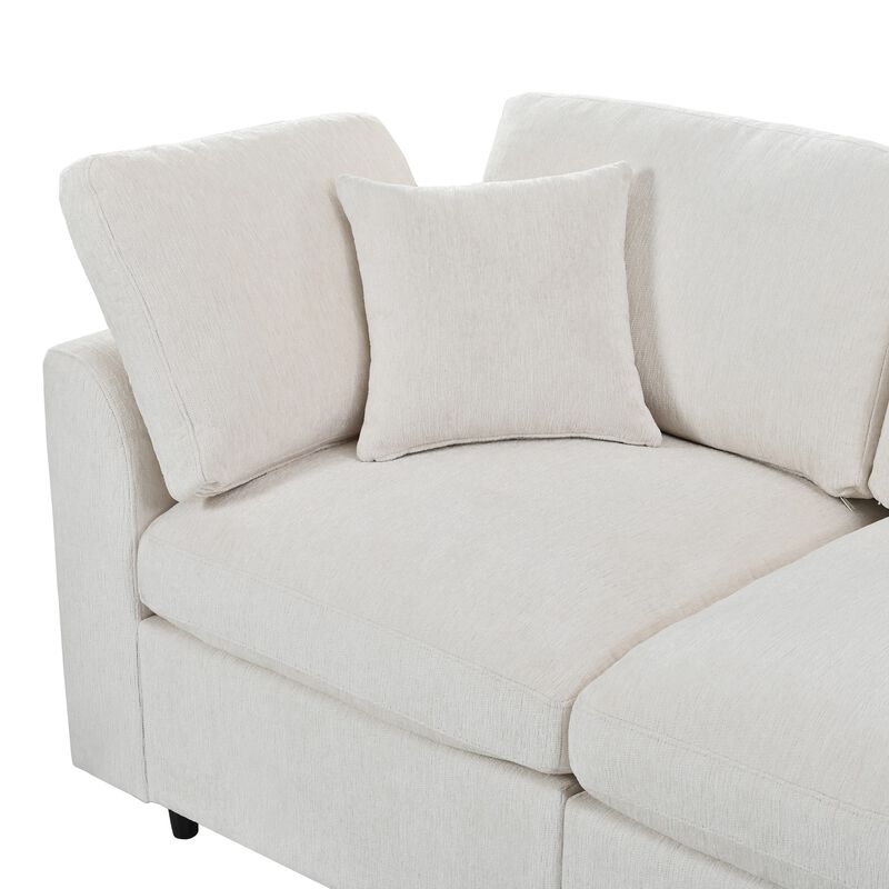 Fuppef Chenille L‑Shaped Sectional Sofa image number 5