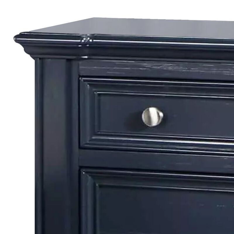 Queen Bedroom Set, Slate Blue, Nickel Wood, 3 Piece Set with 2 Nightstands image number 4
