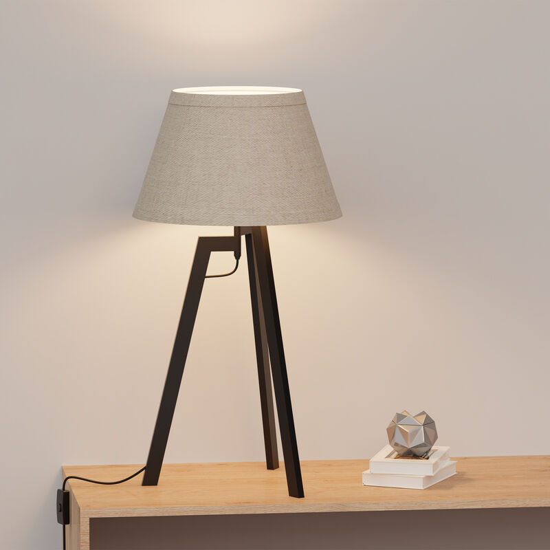 Architectural Tripod 27 in. Table Lamp with Textured Shade - Cozy Illumination