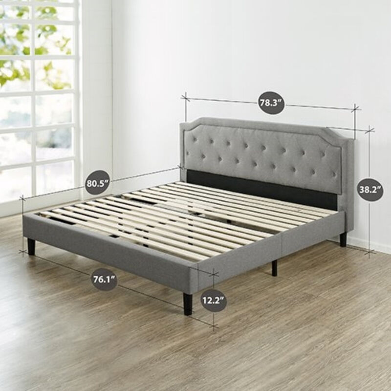 Upholstered Platform Bed with Classic Button Tufted Headboard