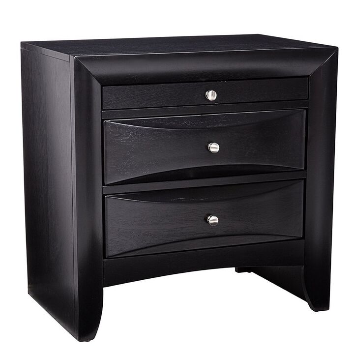 Wooden 2 Drawer Nightstand with tray, Black-Benzara