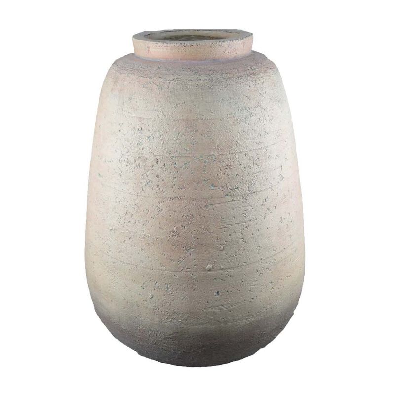 Kilu Decorative Vase, Rugged Texture, 24 Inch Metallic Gray Resin