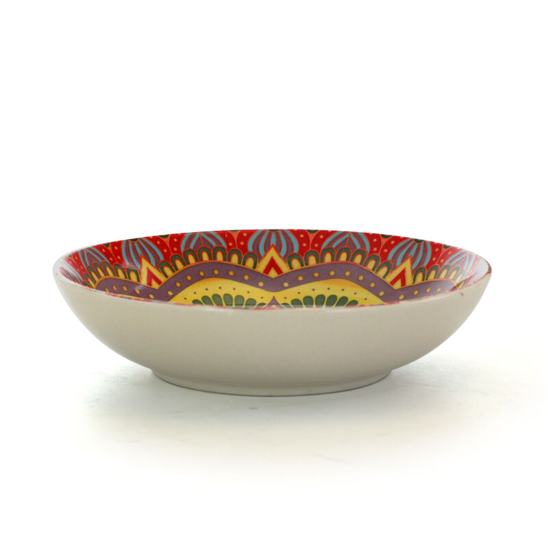 Elama Zen Red Mozaik 16 Piece Luxurious Stoneware Dinnerware with Complete Setting for 4, 16pc