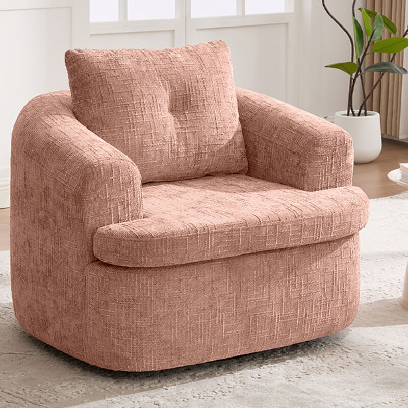 GOODSILO 360-Degree Swivel Accent Barrel Chair with Dual-Layer Cushion for Modern Living Spaces image number 8