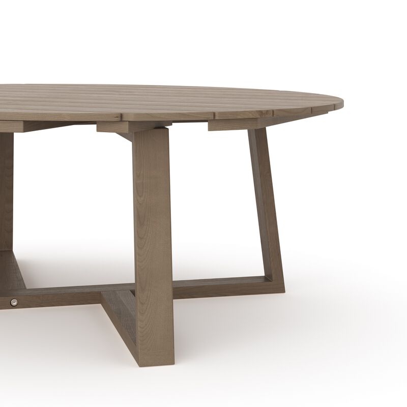 Azy Outdoor Coffee Table, 45 Inch Oval Natural Brown Solid Wood Top - Benzara
