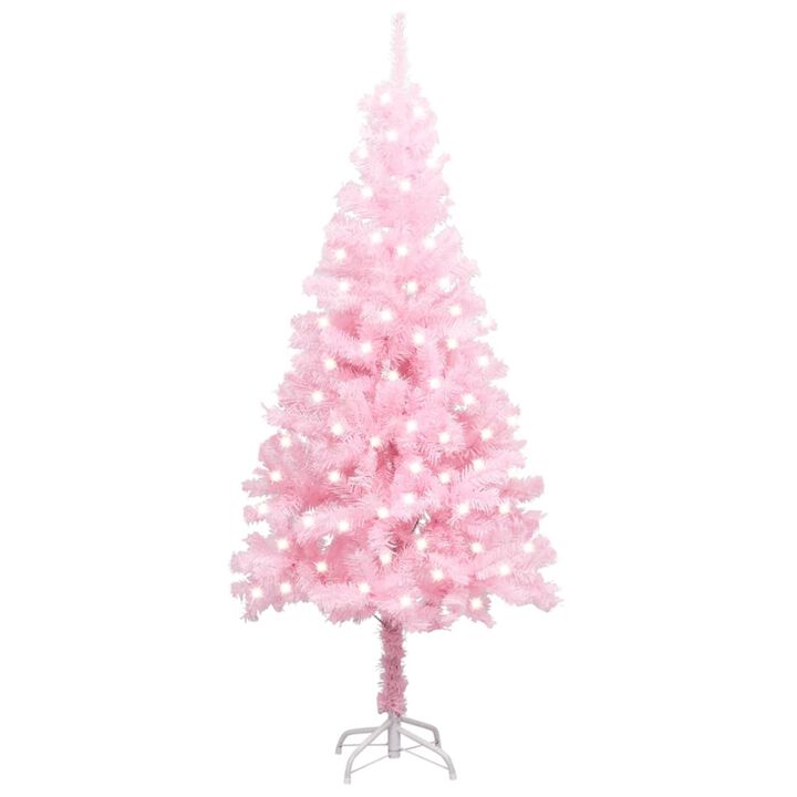 vidaXL Artificial Christmas Tree with LEDs&Stand Pink 47.2" PVC (329177+330046)