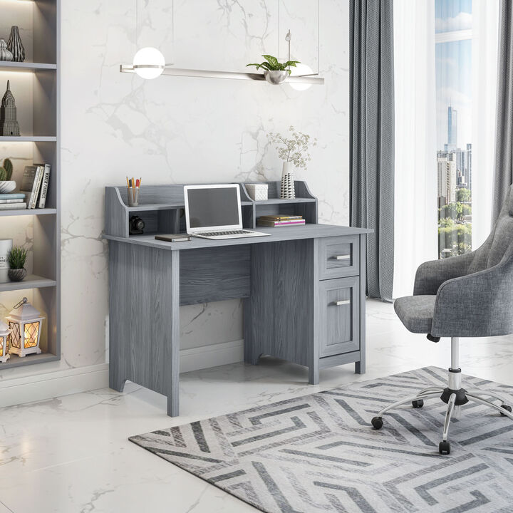 Classic Office Desk with Storage, Grey